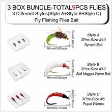 Mồi câu ruồi giả câu cá Fly Fishing - Combo 3 hộp (tổng 9 con ruồi), mồi nymph, ruồi ướt câu cá hồi/cá vược/cá chép, mồi nhử câu cá kèm hộp đựng ruồi - Nhiều màu - Xem 12