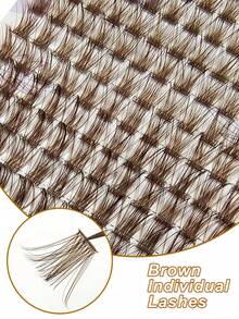 Asiteo 168 PCS D Curl Brown Cluster Eyelashes Natural Cross Thick Fluffy Lash Clusters Eyelash Extensions 8-16mm DIY Lash Individual Lashes - D - View 3