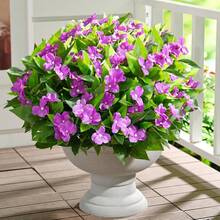 1/3pcs Vibrant Artificial Impatiens Flower Bouquet, Realistic Faux Flowers, Suitable For Outdoor Garden, Indoor Planter And Balcony Decoration, 15.7 Inches Tall, Low Maintenance, Durable And Bendable Stems, Artificial Flowers - Purple - View 1