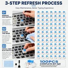 Keyboard Switches 50pcs/90pcs/100pcs 3-Pin Tactile Mechanical Keyboard Switches With Switch Puller And Cleaning Brush DIY Customizable Hot-Swappable Keyboard Replacement Switches - View 5