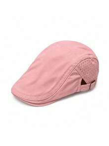 Topi Newsboy Berongga dan Bernapas, Warna Polos, Gaya Baru Musim Gugur/Dingin, Topi Beret Unisex, Topi Baseball Kasual Luar Ruangan - Sisi-sisi yang berongga - View 8