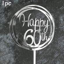 3pcs/1pc Gold Acrylic "16th 30th 40th 50th 60th 80th" Birthday Cake Topper Circular Frame, Birthday Party Decorations - Multicolor - View 22