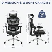 Ergonomic High-End Mesh Office Chair - Adjustable Headrest, Lumbar Support, 3D Armrests, Breathable Mesh Fabric, And Dynamic Tracking System For Home And Office Use. - Black Frame | Black Mesh - View 2