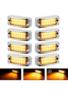 8pc Rectangular Side Ceiling Light Tab Strobe Lights 12-24v - 黃色 - 查看 7