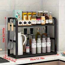 1 pieza Estante de almacenamiento multifuncional para cocina, estante organizador, estante para especias, estante de almacenamiento, accesorios de cocina, accesorios para el hogar, accesorios para la casa, artículos del hogar, artículos esenciales de cocina, artículos esenciales para apartamento, rincón de café de cocina, decoración del hogar, almacenamiento de cocina, decoración de cocina del hogar - Estante de almacenamiento de 2 capas - Ver 10