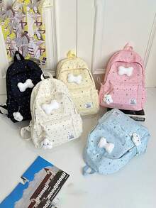 1/5pcs Girls Polka Dot Bow Backpack, Cute Fresh Highly Attractive, Versatile Student Bag, Suitable For Daily Use, School And Casual Outings, Lightweight Fashionable Shoulder Bag - Multiple Styles - View 2
