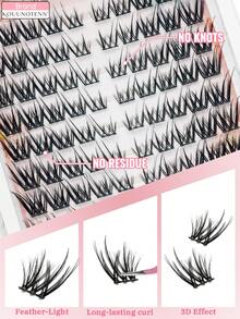 KOUUNOTENN 2026新款 100片裝 Fox Eyelashes 蓬鬆自然單簇假睫毛,附刷子,彩妝工具,適合派對 - D - 查看 7