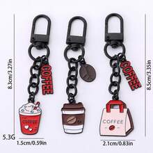 2/3pcs Fun Cartoon Multi-Color Enamel Coffee Latte & Takeout Bag Keychain Pendant, Decorate Wallet & Keys, Gift & Daily Accessory, Versatile Durable Backpack Hanging Chain, 3D Cartoon Coffee Utensil Shape Detachable Backpack Clip Detail Key Accessory - Multicolor - View 7