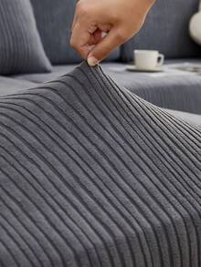 1pc Flocked, Quilted Geometric, Solid Color Sofa Cover, Waterproof, Dust-Proof, Dirt-Resistant, High Elasticity Sofa Cushion Cover, All Season Universal, Machine Washable, Style Non-Slip Sofa Cover, Living Room Sofa Protector Suitable For L-Shaped Sofa And 1234 Seat Sofa - Dark Grey - View 5