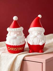 Juego de moldes de silicona para velas de aromaterapia DIY de Navidad, formas de árbol de Navidad 3D & Papá Noel lindo, moldes de jabón, yeso y resina hechos a mano, herramientas de decoración para hornear en casa, esencial para hacer regalos de vacaciones - Magdalenas navideñas - Ver 5