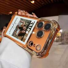 DIY Customized 4-Corner Shockproof Electroplated Phone Case, Personalized 4-Photo Phone Case, Customized Photo TPU Protective Case, Compatible With IPhone17/17ProMax/17air/17Pro/16/16e/16Plus/16Pro/16ProMax/15/15Plus/15Pro/15ProMax/14/14Plus/14Pro/14ProMax/13/13Pro/13ProMax/12/12Pro/12ProMax/11/11Pro/11ProMax / S25Ultra S24Ultra /// - Silver - View 4