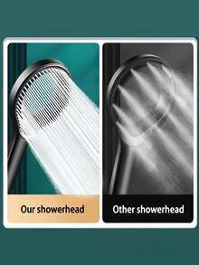 1pc Heart-Shaped Ring Shower Head, High Pressure Oval Design With Ergonomic Handle, No Hose Connection Required, Durable Black/Silver/Grey Plastic Modern Bathroom Upgrade, Adjustable Water Flow, Enhanced Water Pressure, Bathroom Accessory - Multicolor - View 7