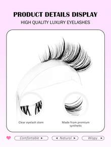 Asiteo 7 Pairs Pointed Cartoon Style Wet Look Semi-Transparent Eyelashes, Delicate Lash Stems, Extended Outer Corner, Natural Curl, Reusable, Ideal Choice For Girls - Half Eyelashes - View 2