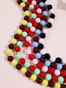 Collar grande de cuentas de contraste colorido hecho a mano, joyería gruesa con encanto de estilo bohemio Y2K, adecuado para el uso diario de las mujeres en vacaciones de verano - Multicolor - Ver 6