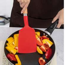 Espátula de silicona con mango de madera resistente al calor, espátula para tamagoyaki, espátula para filetes, espátula para pescado, espátula de cocina, espátula para sartenes antiadherentes, espátula para panqueques, utensilio de cocina - Ver 8