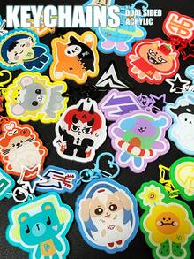Thai BL Keychain, GMMTV KEYCHAIN, Characters GeminiFourth, PondPhuwin, EarthMix, FirstKhaotung, Thai Series, Thai Idol Derivative Merchandise, Double-Sided Plastic Protective Film, Can Be Hung On Bags, Keys, Car Keys, Suitable As Gifts For Family And Friends - TVBL - View 3
