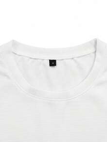 Vintage Waffle Knit Men's Casual Minimalist White Drawstring Short Sleeve Top And Long Pants 2 Pieces Set - White - View 3