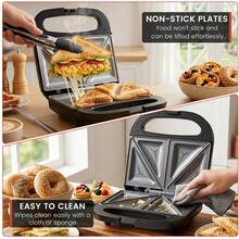 SUPERLEX 750W Sandwich Maker, Deep-Grooved Toaster,  Non-Stick Coating Heating Plate, Removable Deep-Grooved Baking Tray For Easy Cleaning, LED Indicator Light, Cool-Touch Handle And Non-Slide Bottom Feet, Fast Heating, Essential For Breakfast And Aftern - 英規插(220-240V) - 查看 10