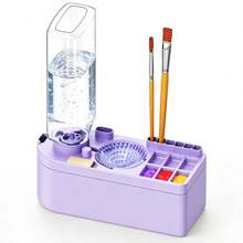 New 4th Generation Multifunctional Automatic Brush Cleaner And Washing Station, With Water Tank, All-In-One Art Brush Washer, Palette And Brush Holder, Suitable For Watercolor, Acrylic, Oil Painting, Portable Artist Tool - A - View 14