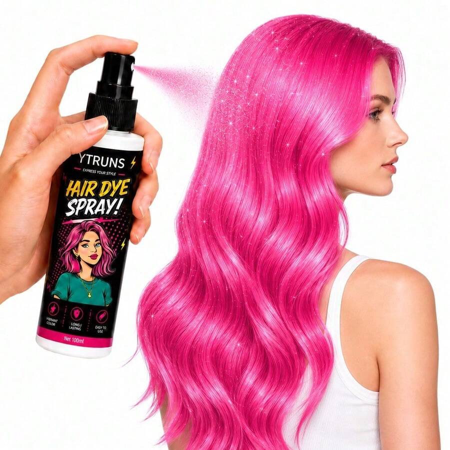 Ytruns Spray de Cor de Cabelo Temporário Metálico Mudança de Cor Instantânea Spray de Tinta de Cabelo Lavável Textura Metálica Brilhante Fórmula de Secagem Rápida Não Pegajosa Spray de Penteado de Cabelo Brilhante Cosplay Palco - Multicolorido - Visão 1