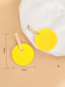 Round Drop Earrings - Yellow - View 4