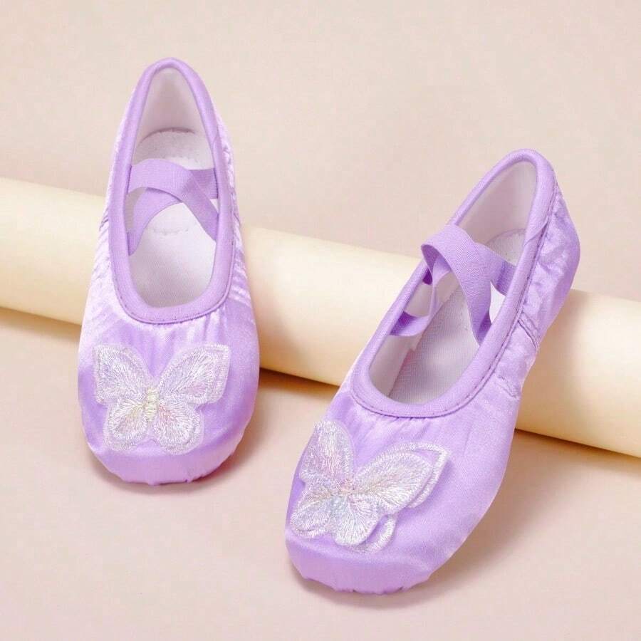 Zapatos de baile para niños, zapatos, zapatos de actuación de mariposa para jardín de infantes - Morado - Ver 1