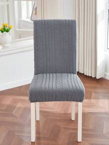 1/2/4/6pcs Jacquard Elastic Dining Chair Covers Set, Dark Color Stretch Full Coverage Washable Soft Fleece Chair Slipcovers, Suitable For Kitchen, Dining Room, Party, Wedding - Grey - View 4