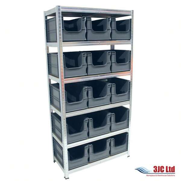 20 Litre Euro Box Pick Bin Shelving Rking Kit Garage Workshop With 15 Boxes