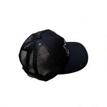 Gorra de béisbol para hombre estilo hip hop con letras, ajustable, transpirable y de malla para exteriores - Negro - Ver 8