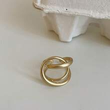 Anillo abierto con acabado mate y líneas - Negro - Ver 7