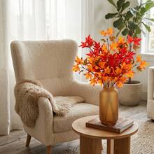 4 Bundles Artificial Maple Leaf Branches, Maintenance-Free Faux Greenery, UV-Resistant Plant Decor, Suitable For Autumn Decoration, Thanksgiving, Tabletop Arrangement, Dining Table Centerpiece, DIY Decor, Party Setup, Gift, Perfect Floral Decoration - Multicolor - View 8