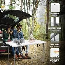 VJND Folding Table 4 Foot Portable Heavy Duty Plastic Fold-In-Half Utility Table Small Indoor Outdoor Adjustable Height Folding With Carrying Handle, Camping And Party,White |   Portable - 白色 - 查看 10