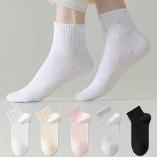 ZUJO 5 Pairs Women's Colorful Polka Dot Short Socks, Skin-Friendly Soft Breathable, Suitable For Spring Autumn Summer Daily Wear, Random Color - Multicolor - View 4