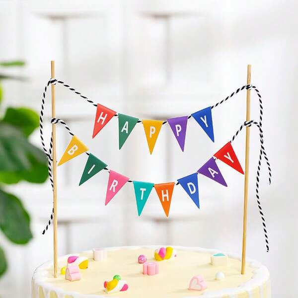 1 Set Mini Rainbow Cake Toppers, Happy Birthday Cake Banner, Colorful Rainbow Cake Decorations, Suitable For Birthday, Baby Shower Party, Baking Decor