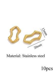 10 pièces Anneaux de connexion en acier inoxydable plaqué or 18K, pendentif ovale multi-texture, torsadé, lisse et ondulé, pour boucles d'oreilles et bracelets, fournitures de fabrication de bijoux DIY - cadre - Voir 10