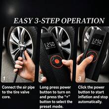 汽車用多功能便攜式充氣機，附數位壓力錶與行動電源 - 汽車配件。150 PSI 無線手持式汽車充氣幫浦，附 LED 燈 7.4V 2000mAh 智慧充氣幫浦，適用於汽車/摩托車/自行車/球類 - 黑色 - 查看 11