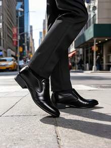 Nuevos zapatos formales de negocios para hombres, versátiles y de moda para uso diario, banquetes, bodas y ocasiones formales - Negro - Ver 4