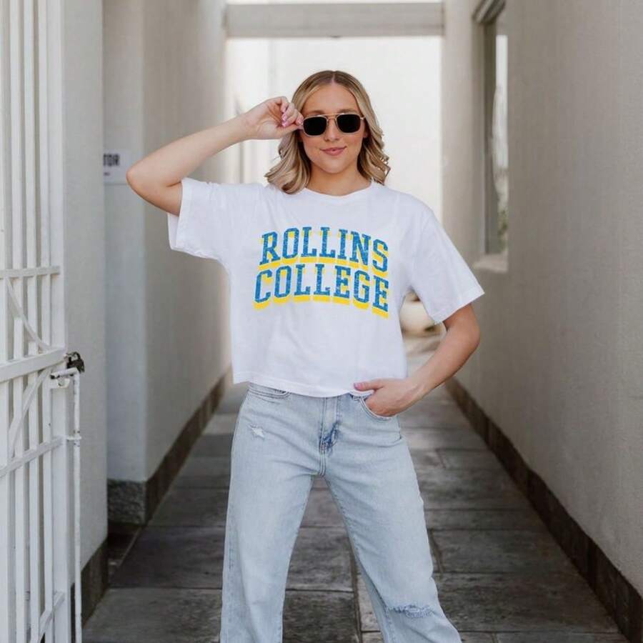 ROLLINS COLLEGE TARS Fama Boxy-Firop - S WHITE. - Blanco - Ver 1