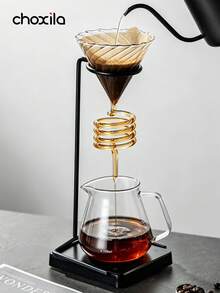 choxila 1pc Vintage Handle Coffee Pour Over Kettle Metal Stand Drip Glass Filter Cup Universal - Filter Cup Holder - View 1