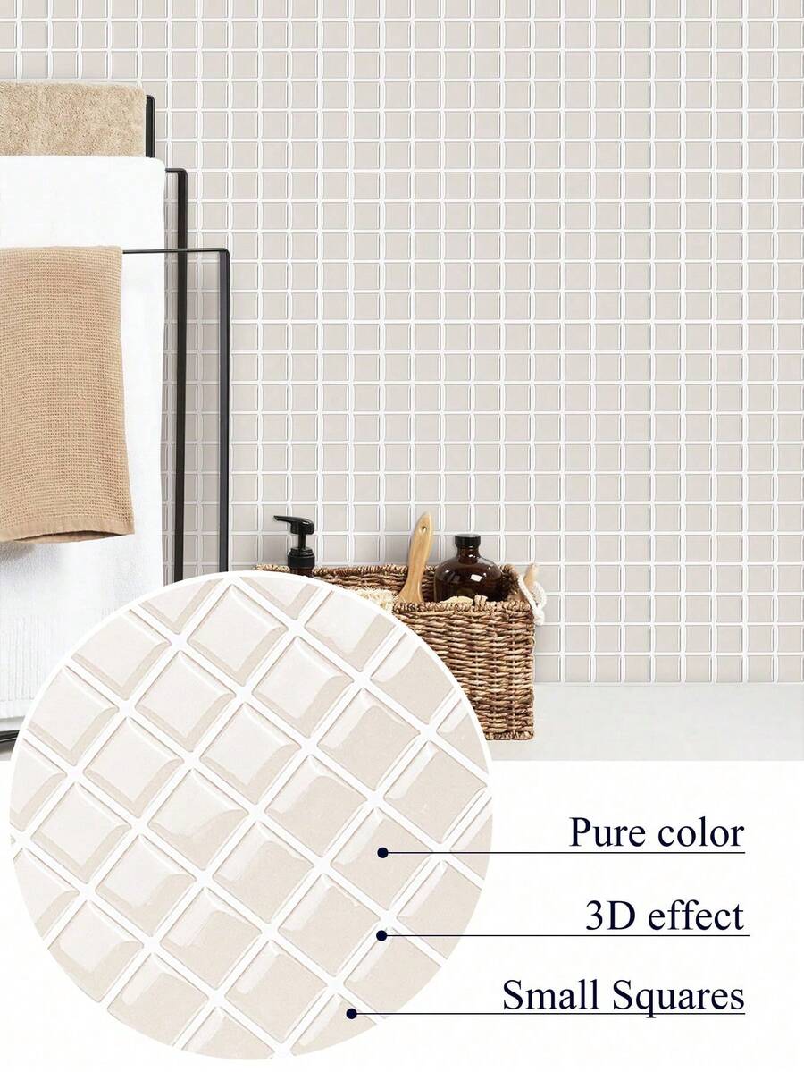 10 Inch X 10 Inch Waterproof Textured Vinyl DIY Wallpaper, Self-Adhesive Splashback Tiles, Small Square Peel And Stick Tiles, Home Decor, Renovation Stickers, Peel And Stick Wall Panels, Wallpaper, Wall Decor, Spring Decorations, Refresh Your Home