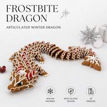 3D Printed Fully Articulated Christmas Gingerbread Dragon Figurine, 3D Icing Texture, Snowflake Decorated Dragon Tail, Desktop Home Atmosphere Decor, Stress Relief Toy, Niche Christmas New Year Gift Collectible Ornament - Multicolor - View 1