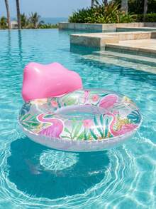 Flotador inflable con asiento con estampado de flamencos rosas, adecuado para niños de 3 años en adelante, juguete de agua para el verano - Multicolor - Ver 8