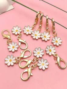 5/10/15pcs Fashionable Daisy Flower Decorative Keychain, Mother's Day Gift, St. Patrick's Day, Birthday Exquisite Gift, Bag Accessory, Holiday Decoration Essential Hanging Ornament. - Multicolor - View 6