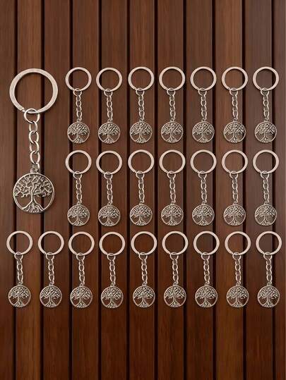 24Pcs Tree Of Life Keychain Bulk - Wedding Favors For Guests Bridal Shower, Zinc Alloy Pendant, 2026 Anniversary Celebration Bag Charms