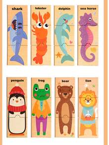 Cartoon Animal Recognition Puzzle Board For Boys And Girls, English Word Learning Wooden Educational Toy For Children - Multicolor - View 8