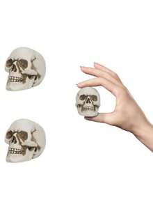 1 pieza Calavera de resina, modelo de calavera en miniatura para decoración del hogar, estatua de calavera de Halloween, modelo de calavera humana para escritorio - Ver 1