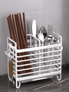 1pc 2/3 Slot Stainless Steel Chopstick Holder With Drip Tray, Durable Utensil Drying Rack, Practical Storage Organizer, Suitable For Home And Dorm, Sturdy Functional Accessory, Keeps Kitchen Utensils Neat And Dry - Multicolor - View 13