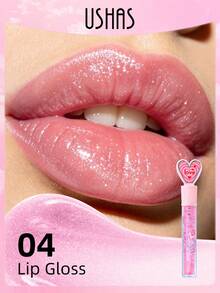 USHAS Aceite de Labios con Perlas Brillantes, Aceite de Labios Hidratante No Pegajoso con Brillo Voluminizador y Micro-Brillo, Textura de Gelatina de Cristal, Se Puede Usar Solo o Capas Sobre el Lápiz Labial, Adecuado para el Maquillaje Diario de la Mujer como Regalo - #04 Rosa Brillante - Ver 11
