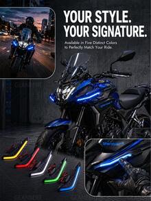 GLANBERT 2pcs Motorcycle Sport Bike Front Wing 12V LED Light Modification Accessories, Equipped With Lightweight Wind Blade Electric Vehicle, Suitable For Cruiser And Electric Bike Universal Aerodynamic Windproof Upgrade Kit, Fashion Design - Wind Vane - View 11