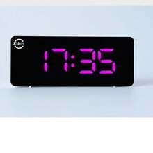 Large Modern LED Digital Clock With Date And Temperature Display - White Frame With Black Mirror Dial, 12/24 Hour Mode, Snooze Function, Battery/DC Powered (AAA Batteries Not Included) - Bedside Clock, Suitable For Office - Digital Alarm Clock Radio - 1PC - View 17